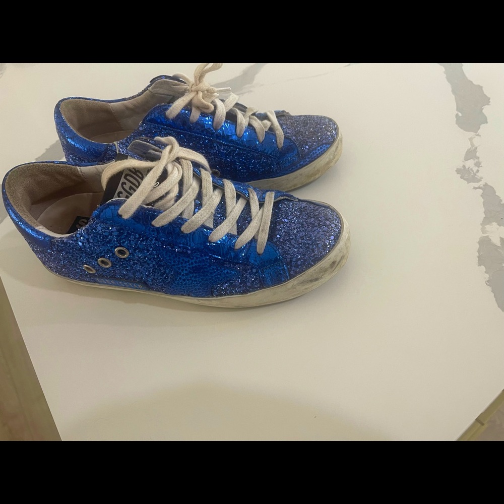 Golden Goose Blue glitter women sneakers